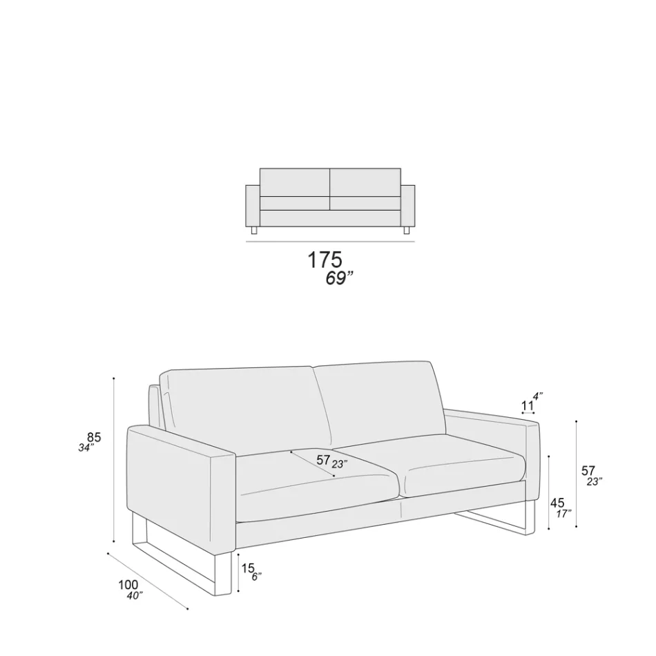 Sofá Sala com Pés Trenó em Metal Cromado - Exclusivo Viadurini