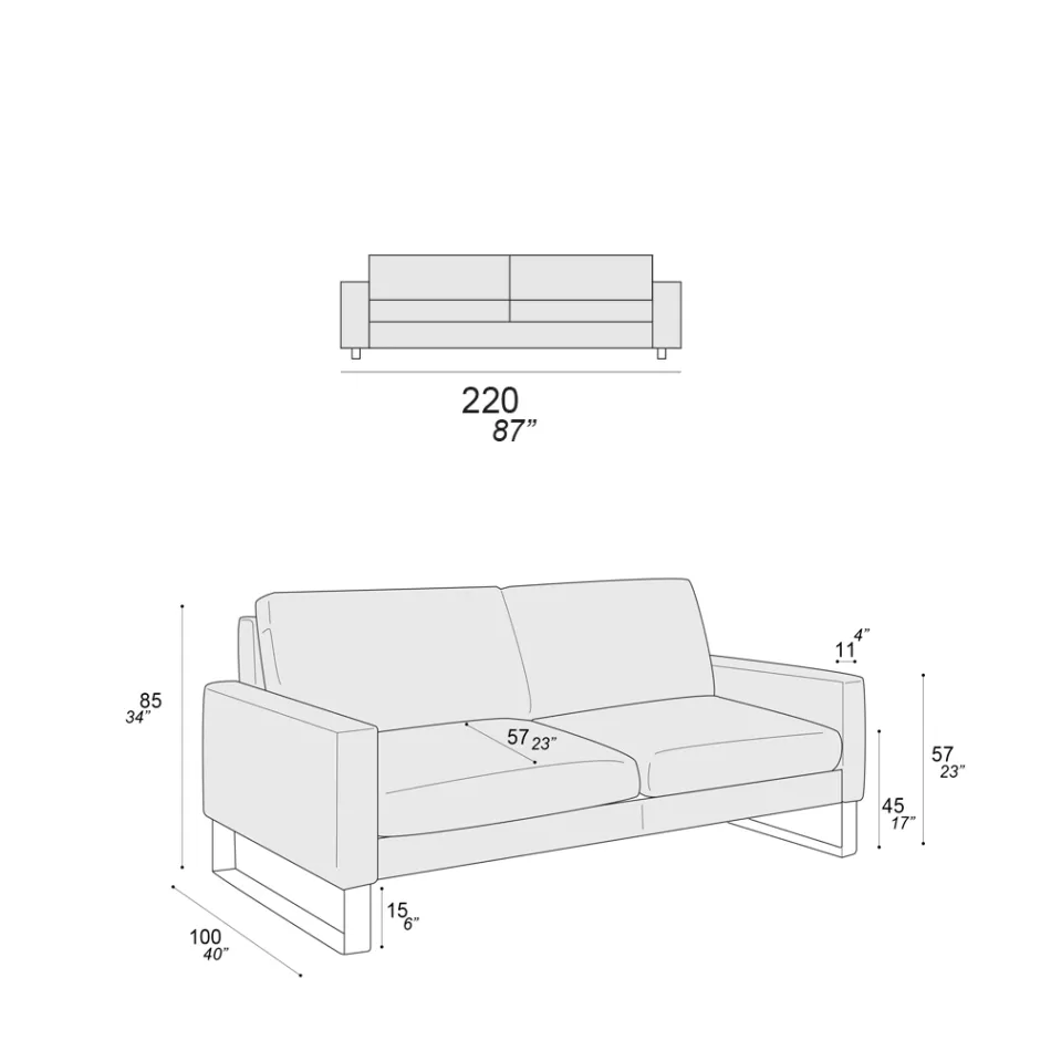 Sofá Sala com Pés Trenó em Metal Cromado - Exclusivo Viadurini