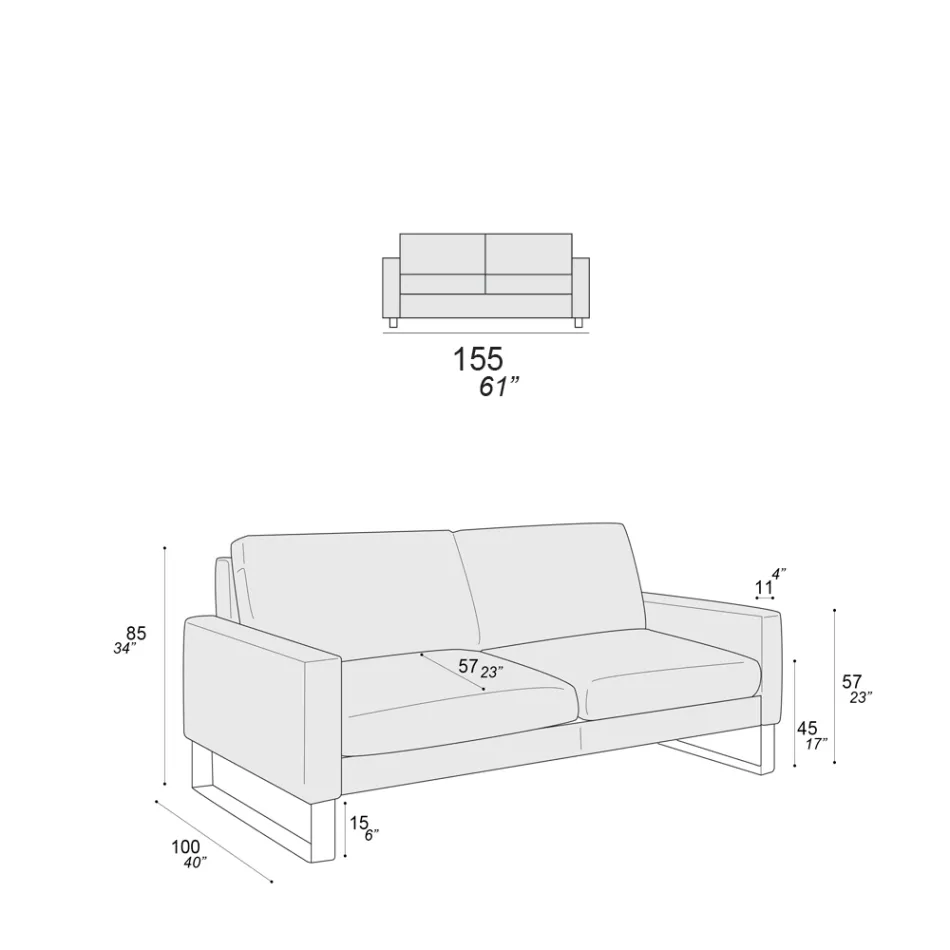 Sofá Sala com Pés Trenó em Metal Cromado - Exclusivo Viadurini
