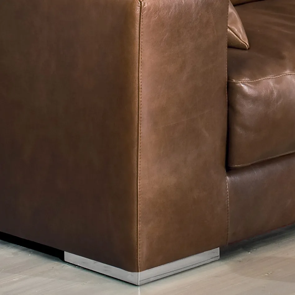 Sofá da Sala em Madeira, Poliuretano e Metal Fabricado na Itália - Espumante Viadurini