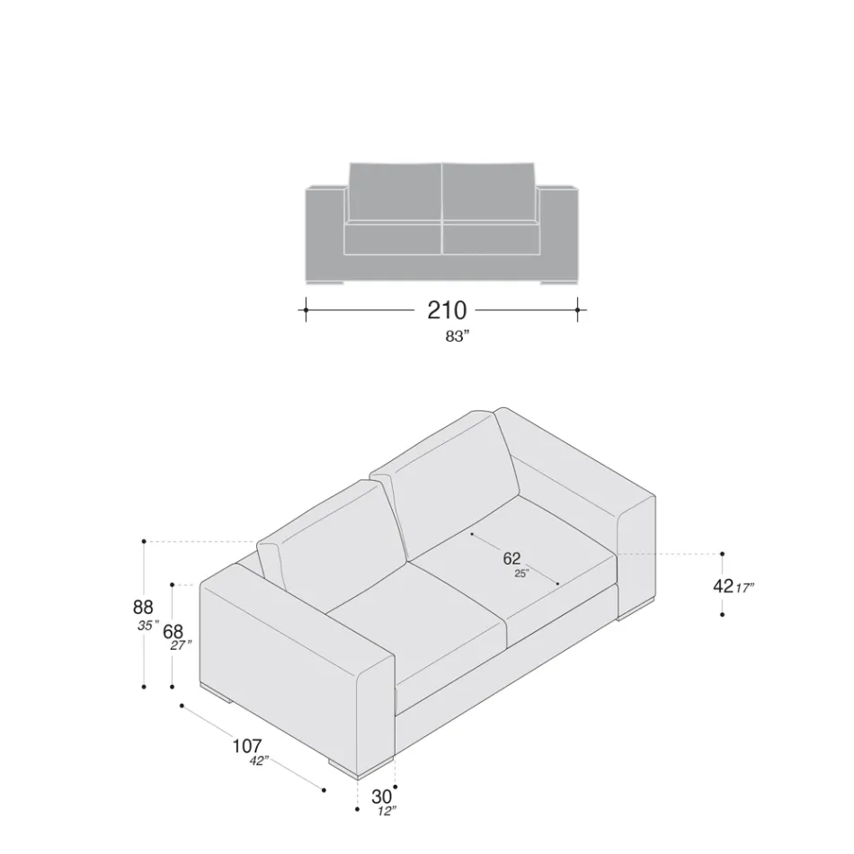Sofá da Sala em Madeira, Poliuretano e Metal Fabricado na Itália - Espumante Viadurini