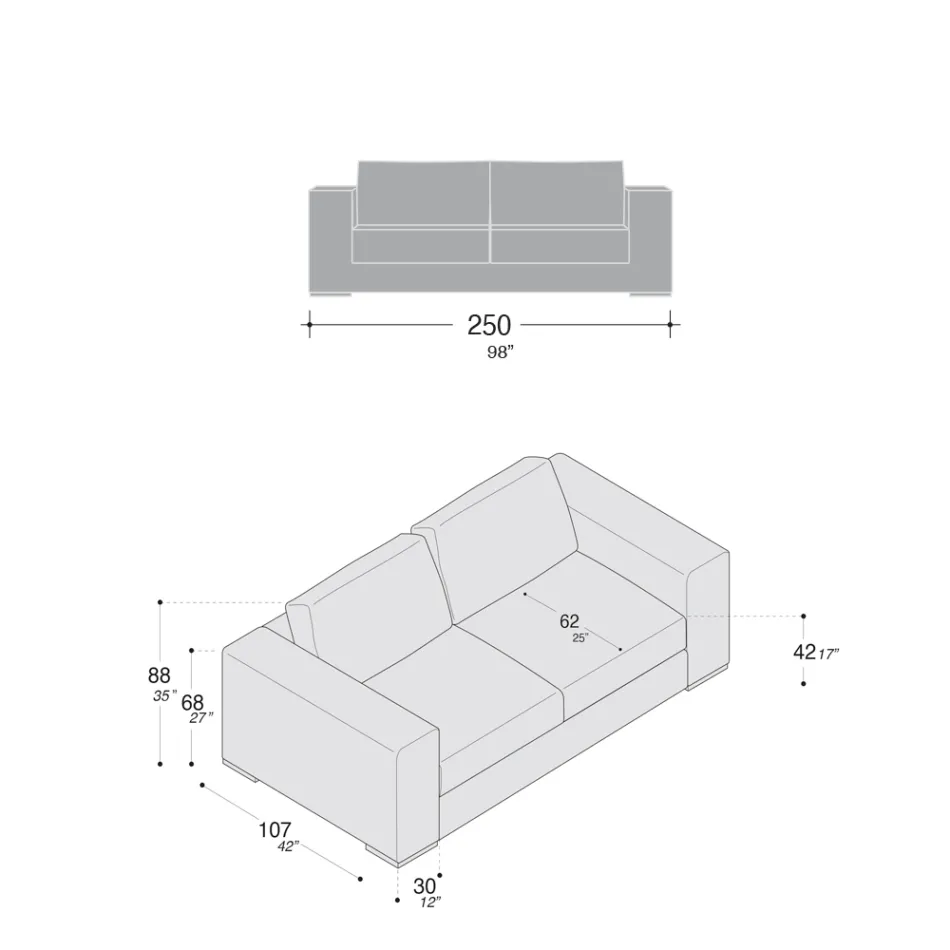 Sofá da Sala em Madeira, Poliuretano e Metal Fabricado na Itália - Espumante Viadurini