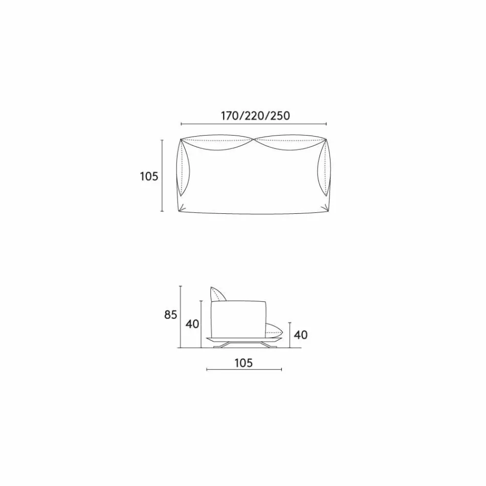 Sofá de design contemporâneo em couro Shita, 170, 220 ou 250 cm Viadurini