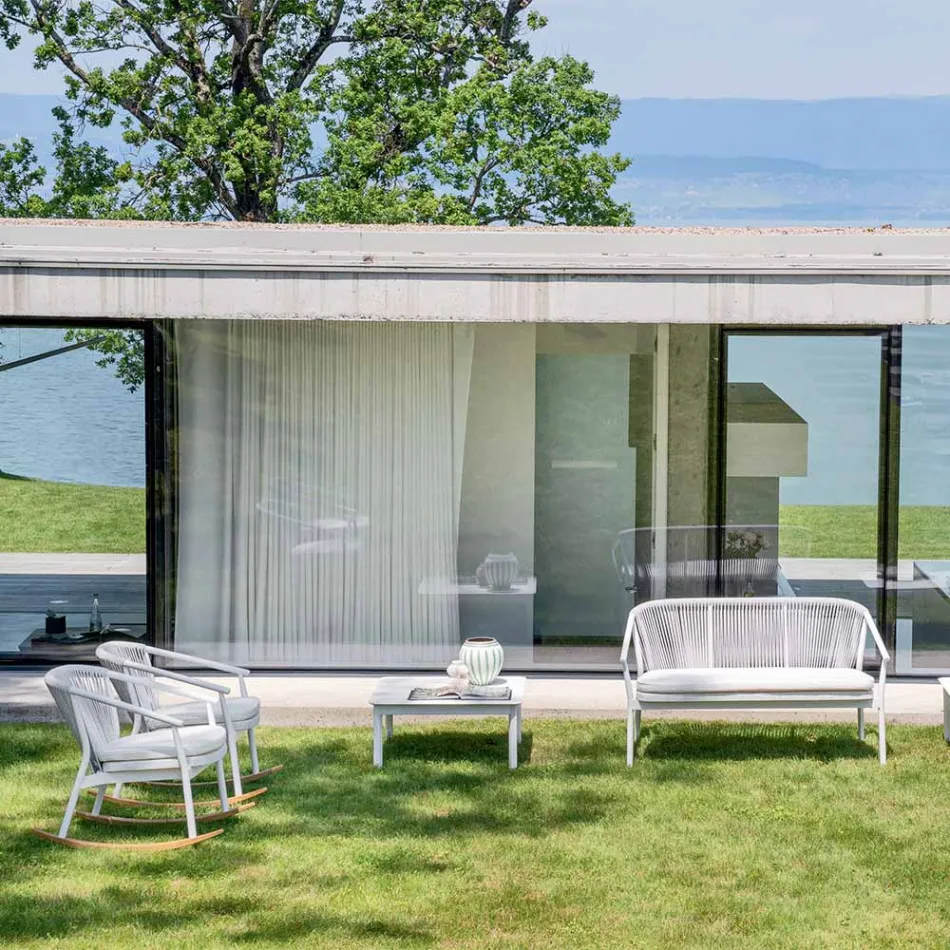 Sofá de dois lugares para empilhar sofá em alumínio e tecido - Smart By Varaschin Viadurini