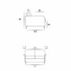 Sofá de dois lugares de design moderno L.145 cm eco-couro / tecido Erica Viadurini