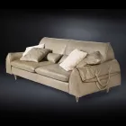 Madeira maciça e sofá de couro com braços Eve objetos leva Viadurini