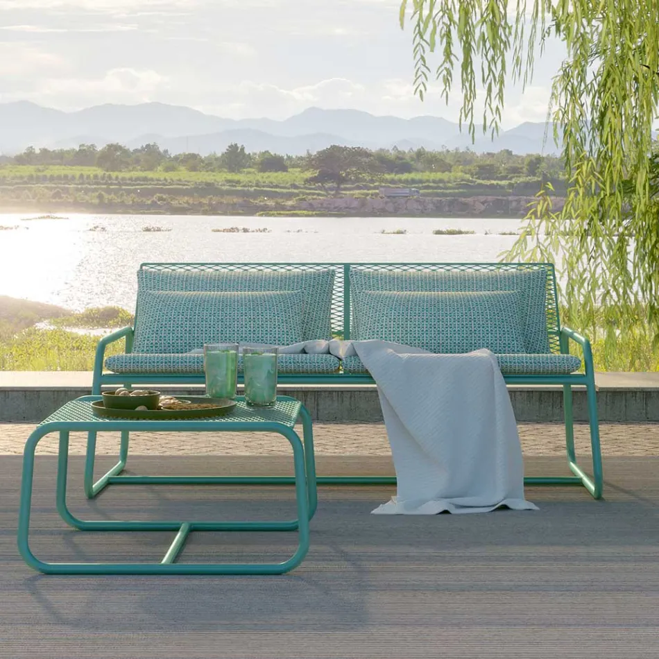 Sofá de metal para jardim moderno de alta qualidade fabricado na Itália - Karol Viadurini