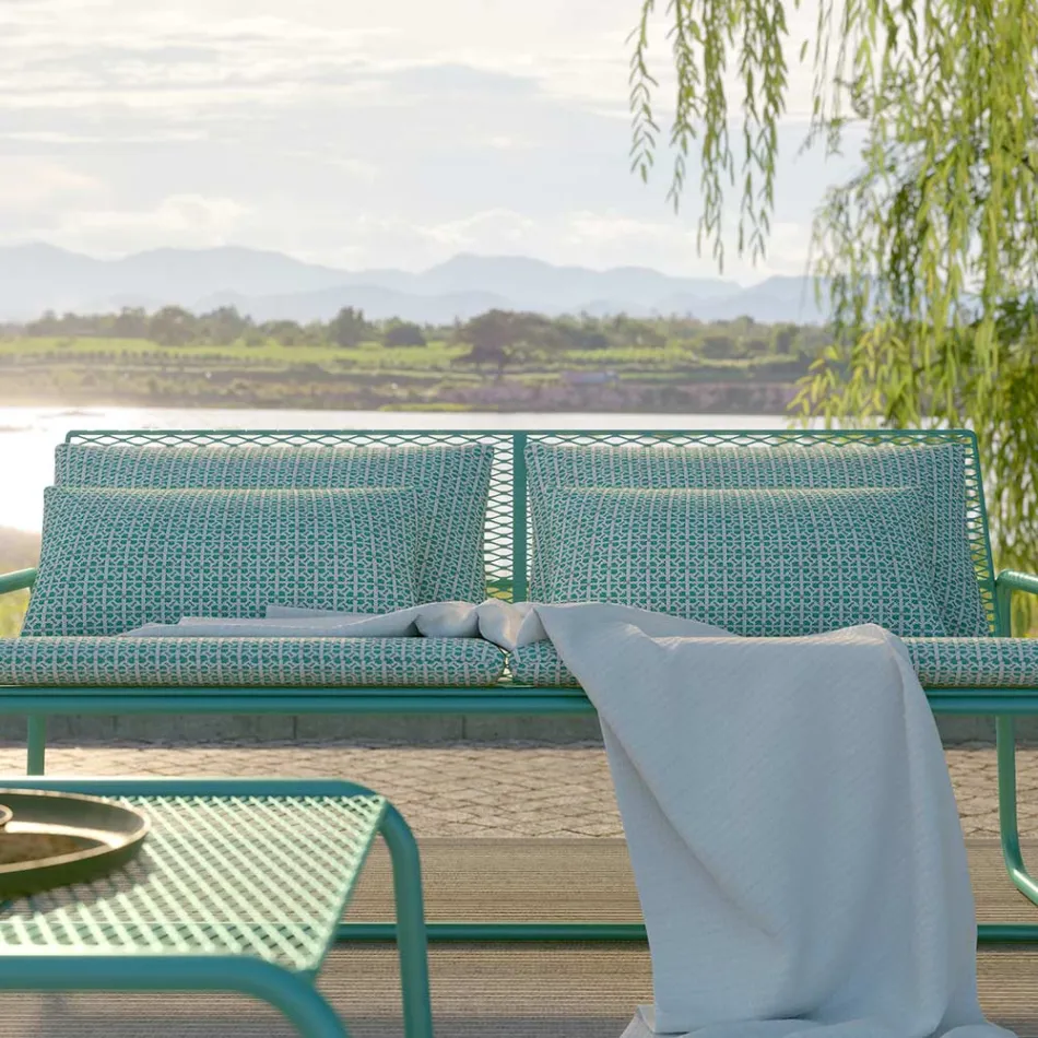 Sofá de metal para jardim moderno de alta qualidade fabricado na Itália - Karol Viadurini