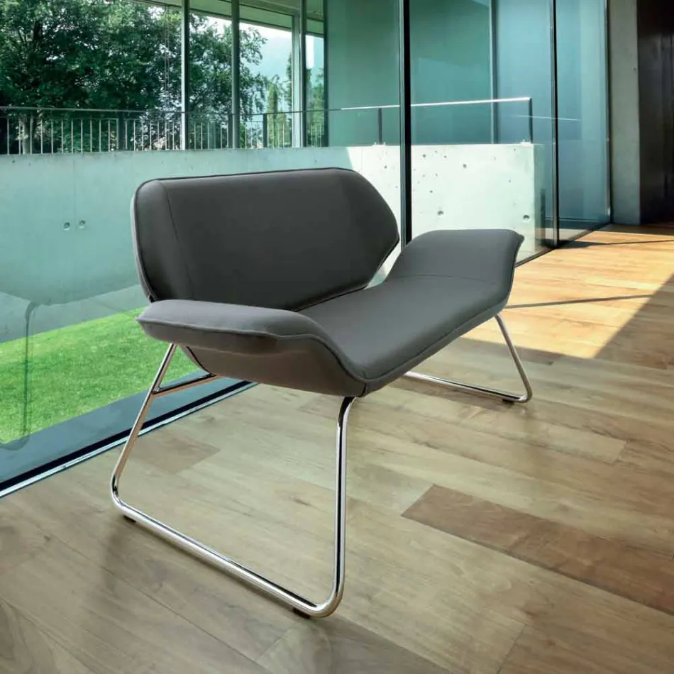 Made in Italy Cesare couro imitação de couro esperando sofá Viadurini