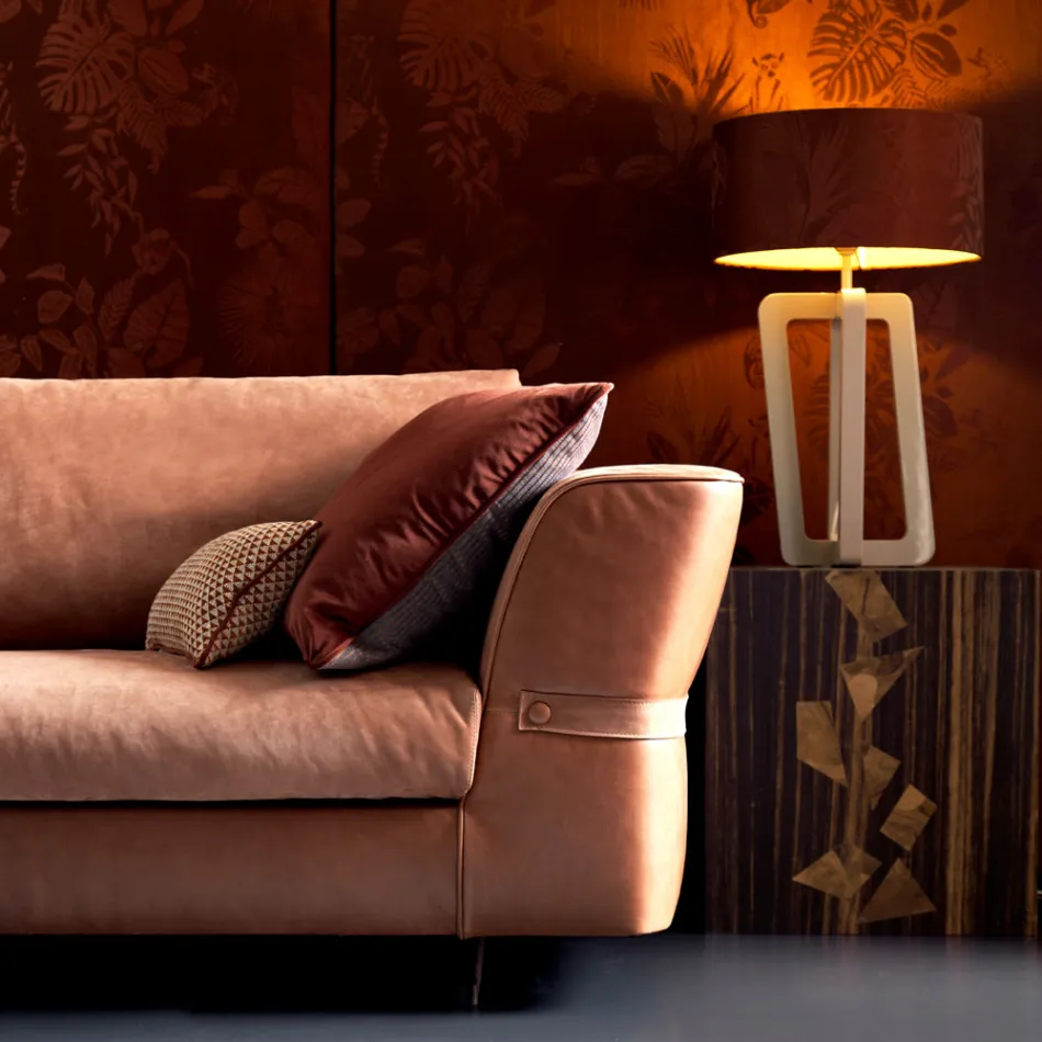 Sofá 3 lugares estofado de tecido Grilli Joe 100% made in Italy Viadurini