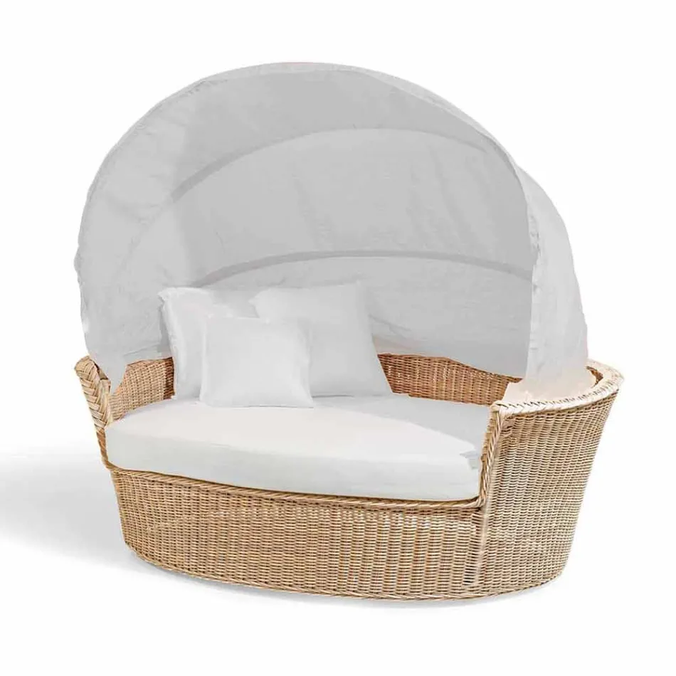 Sofá ilha relaxante jardim com Hector feita tecelagem à mão, design moderno Viadurini