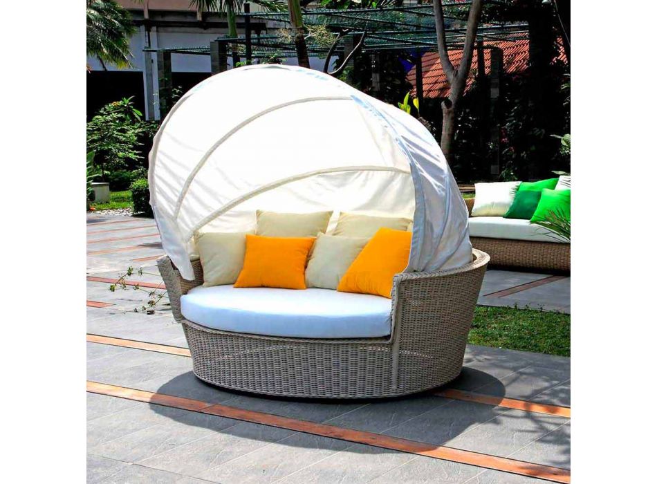 Sofá ilha relaxante jardim com Hector feita tecelagem à mão, design moderno Viadurini