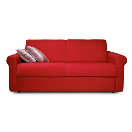 Sofá-cama de 2 ou 3 lugares em tecido vermelho removível fabricado na Itália - Geneviev Viadurini