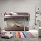 Moderno Sofá-Cama Beliche em Tecido Marrom Made in Italy - Pont Viadurini