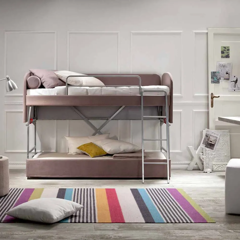 Moderno Sofá-Cama Beliche em Tecido Marrom Made in Italy - Pont Viadurini