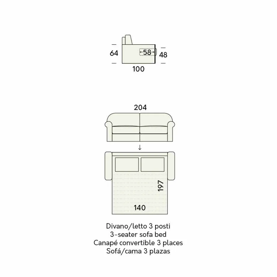 Sofá-cama Duplo em Tecido Design Made in Italy - Anemone Viadurini