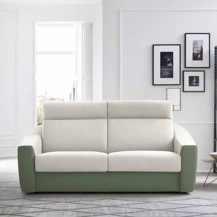 Sofá-cama moderno estofado em tecido bicolor Made in Italy - Begônia Viadurini