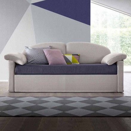 Sofá-cama moderno estofado em tecido bicolor Made in Italy - Kayla Viadurini