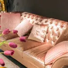 Sofá de linho em tecido estilo capitonné clássico Baloo Viadurini