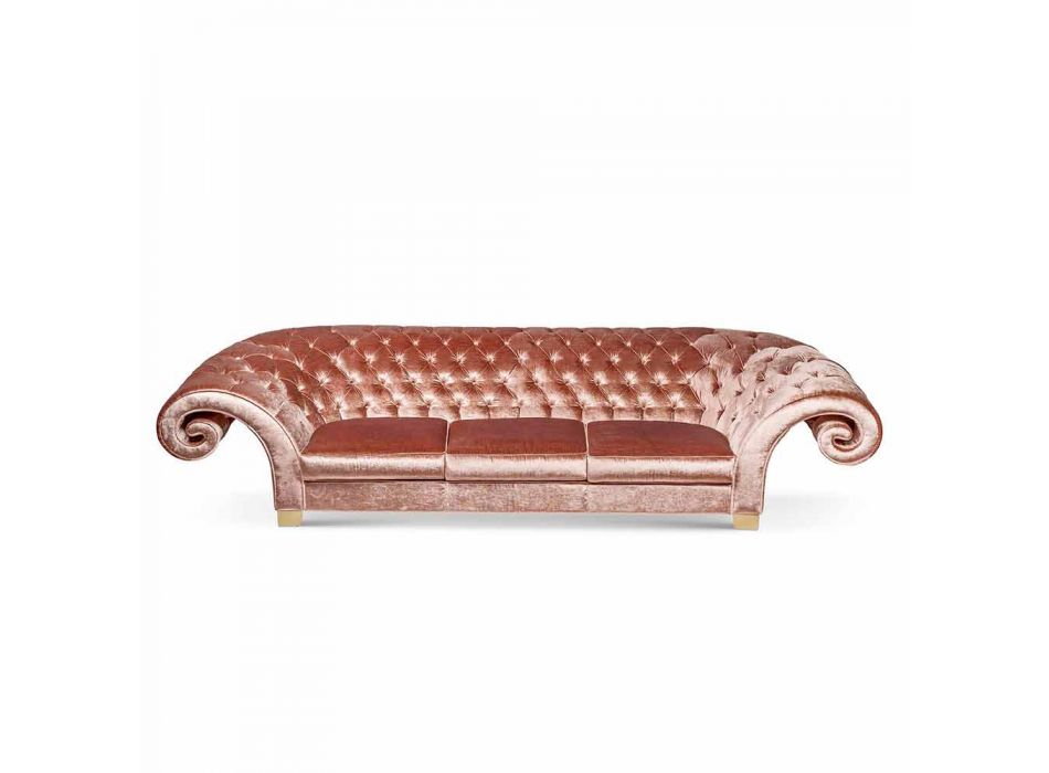 Sofá de linho em tecido estilo capitonné clássico Baloo Viadurini