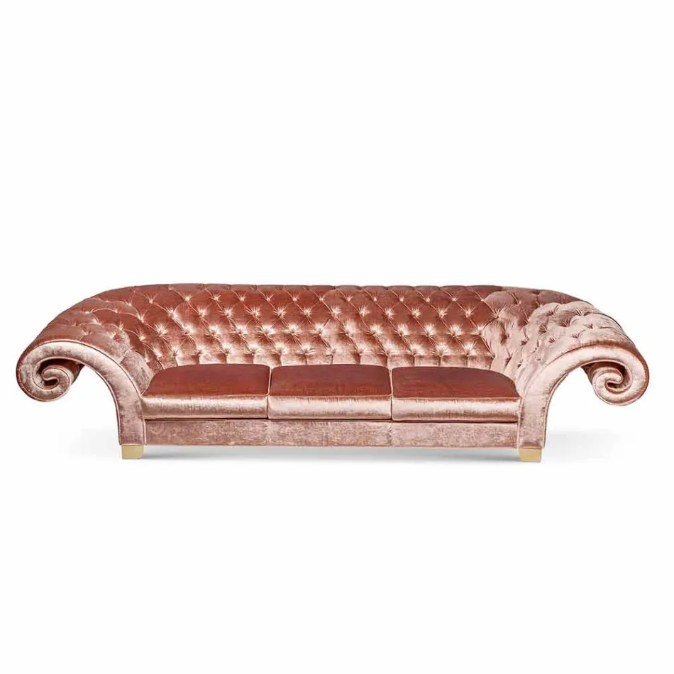 Sofá de linho em tecido estilo capitonné clássico Baloo Viadurini