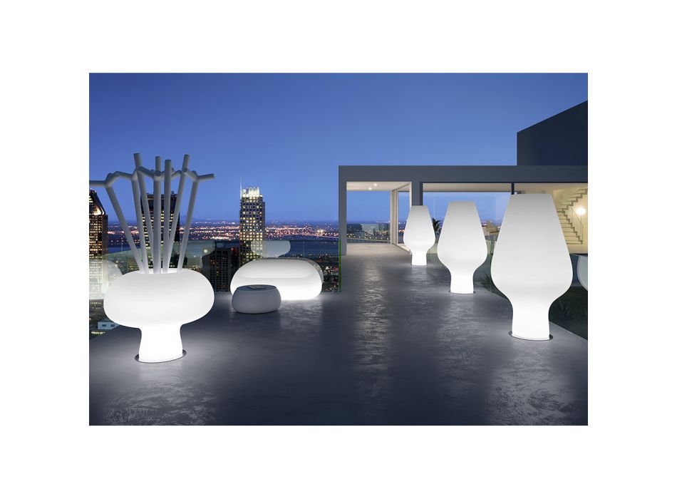 Sofá exterior luminoso com luz LED em polietileno fabricado na Itália - Ervin Viadurini