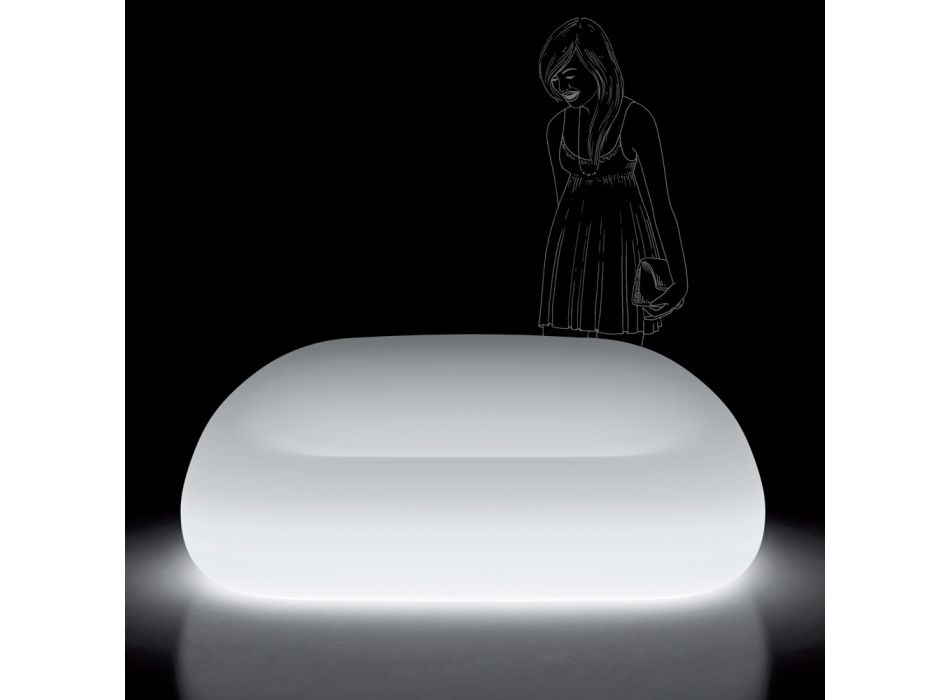 Sofá exterior brilhante com luz LED em polietileno fabricado na Itália - Ervin Viadurini