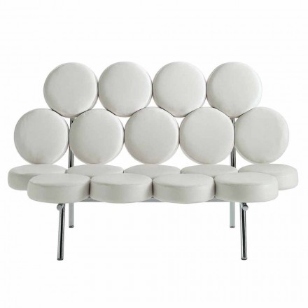 Sofá de couro moderno com estrutura de aço de luxo Made in Italy - Arthur Viadurini