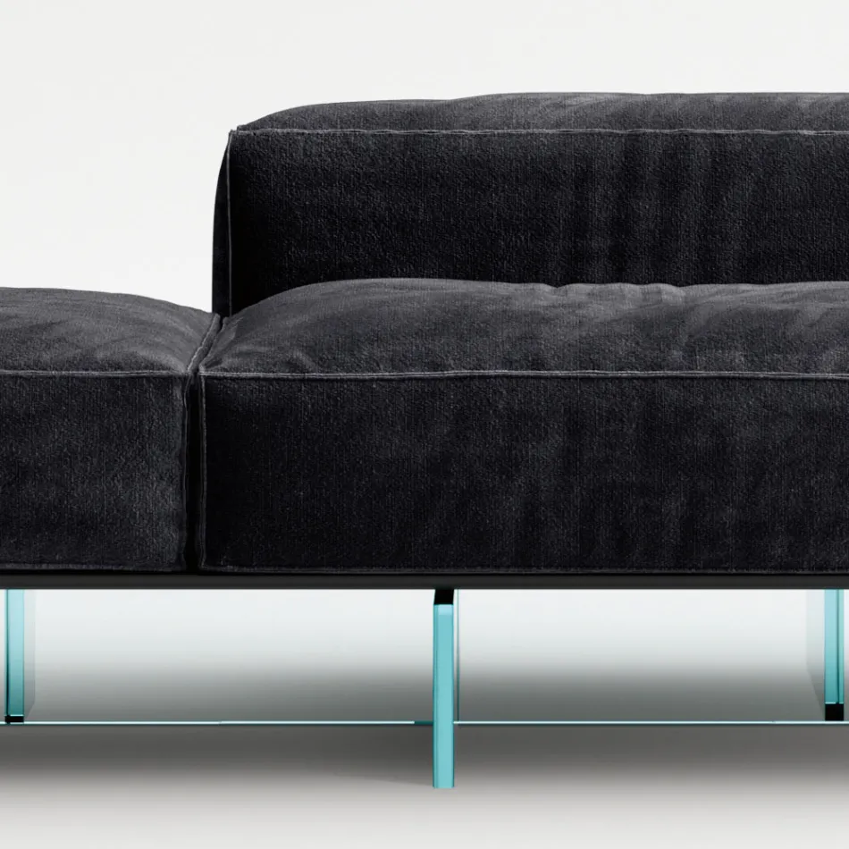 Saphir - Sofá modular moderno com base de vidro, fabricado na Itália. Viadurini