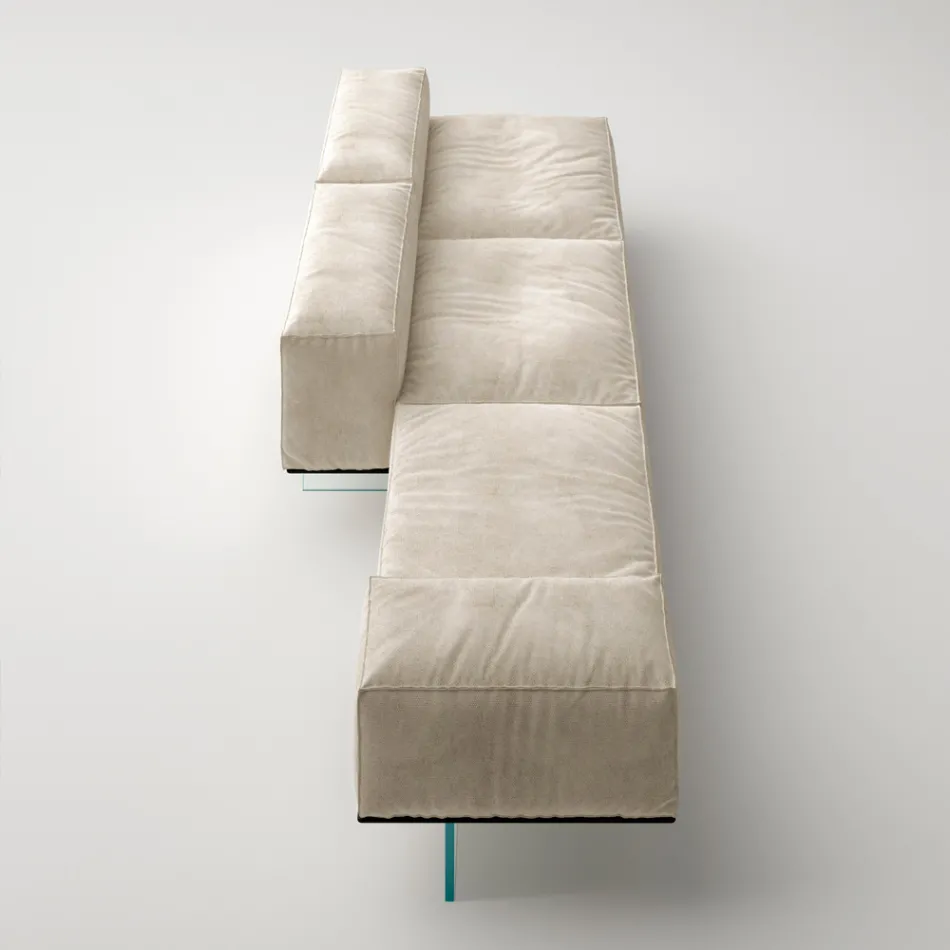 Saphir - Sofá modular moderno com base de vidro, fabricado na Itália. Viadurini