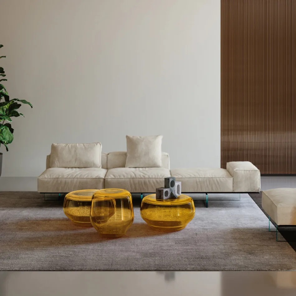 Saphir - Sofá modular moderno com base de vidro, fabricado na Itália. Viadurini