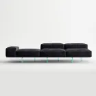 Saphir - Sofá modular moderno com base de vidro, fabricado na Itália. Viadurini