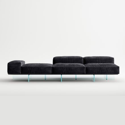 Saphir - Sofá modular moderno com base de vidro, fabricado na Itália. Viadurini