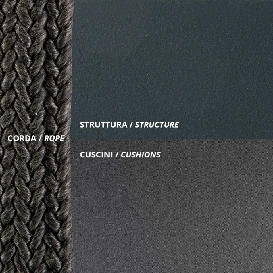 Sofá ao ar livre em aço vários tamanhos e almofadas incluídas Fabricado na Itália - Bronn Viadurini