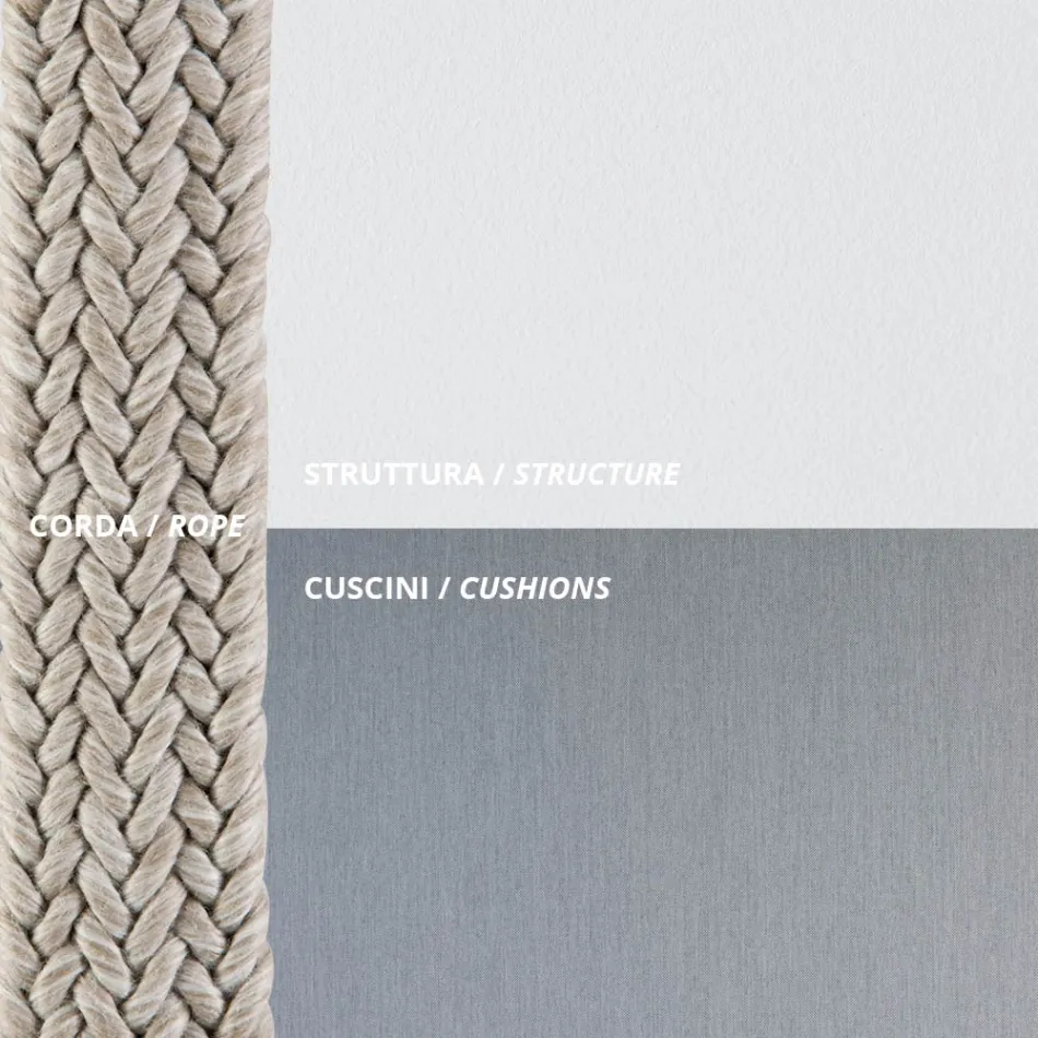 Sofá ao ar livre em aço vários tamanhos e almofadas incluídas Fabricado na Itália - Bronn Viadurini