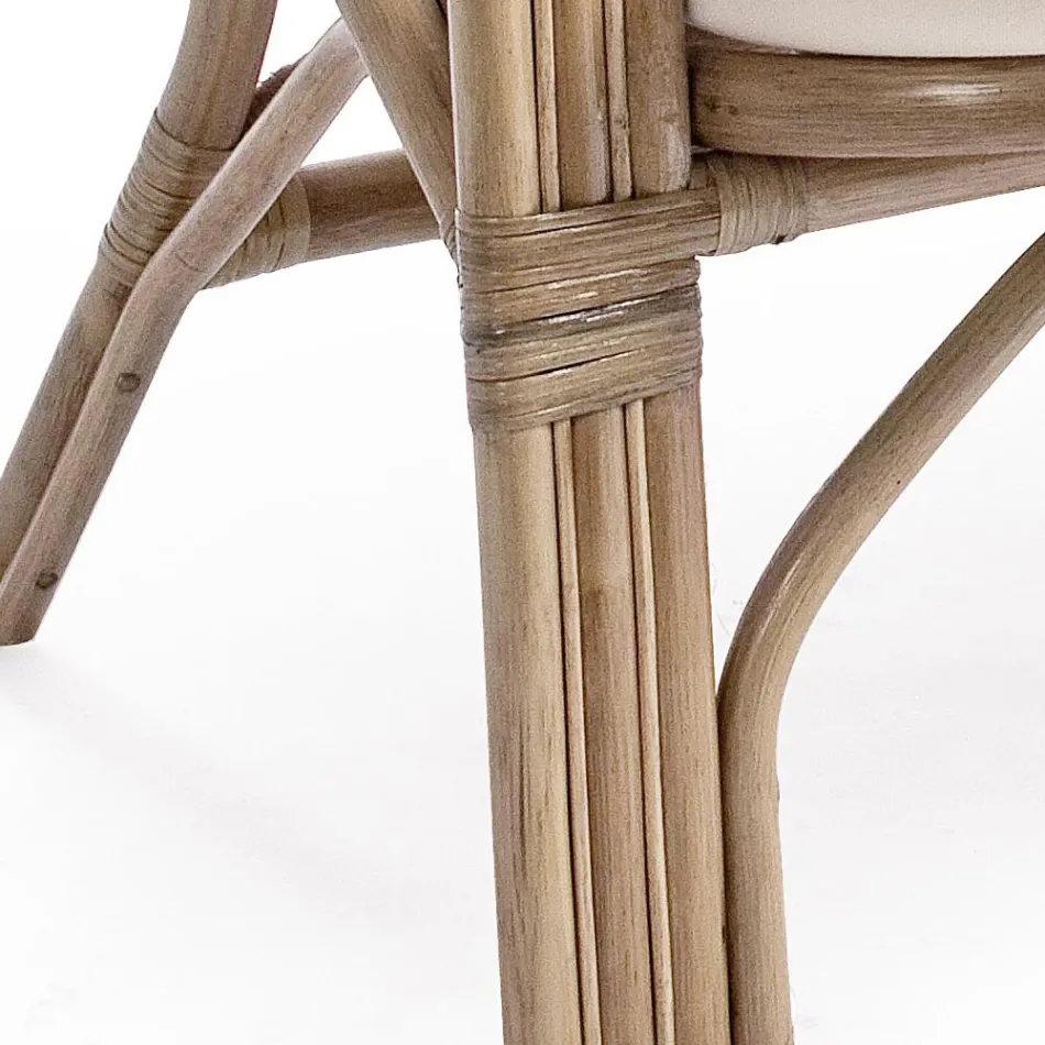 Sofá exterior de 2 lugares para jardim em almofadas de rattan branco - Maurizia Viadurini