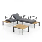 Sofá Conversível em Chaise Longue com Encosto Ajustável e Mesa de Centro - Finir Viadurini