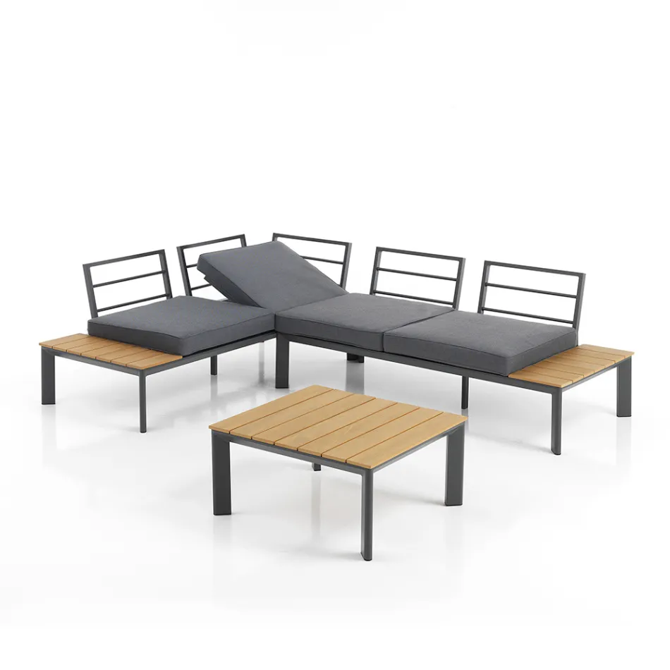 Sofá Conversível em Chaise Longue com Encosto Ajustável e Mesa de Centro - Finir Viadurini