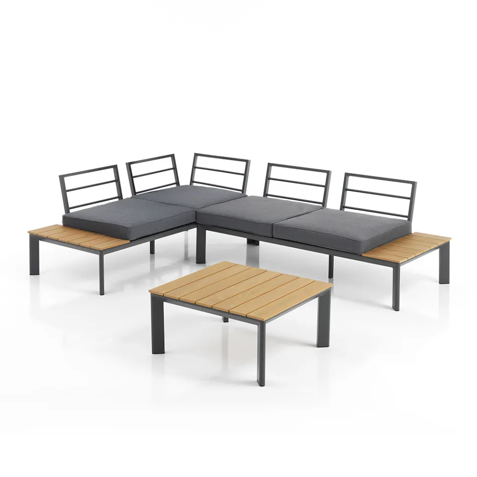 Sofá Conversível em Chaise Longue com Encosto Ajustável e Mesa de Centro - Finir Viadurini