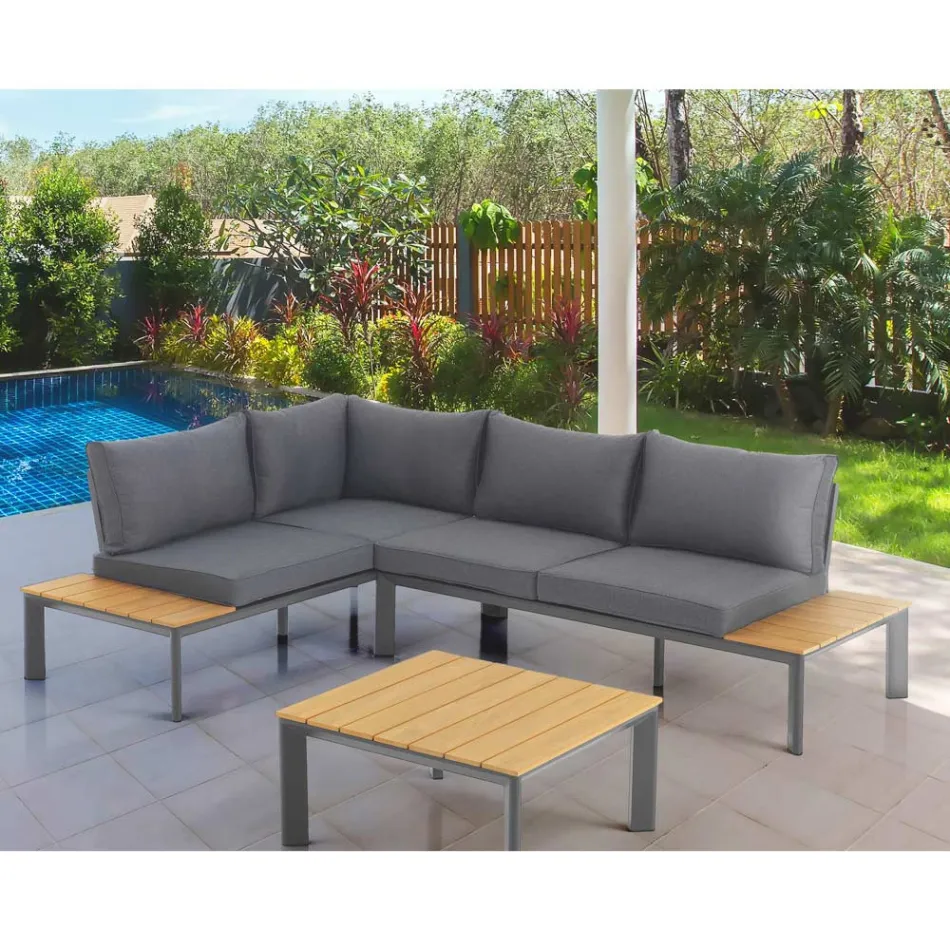 Sofá Conversível em Chaise Longue com Encosto Ajustável e Mesa de Centro - Finir Viadurini