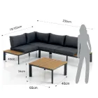 Sofá Conversível em Chaise Longue com Encosto Ajustável e Mesa de Centro - Finir Viadurini