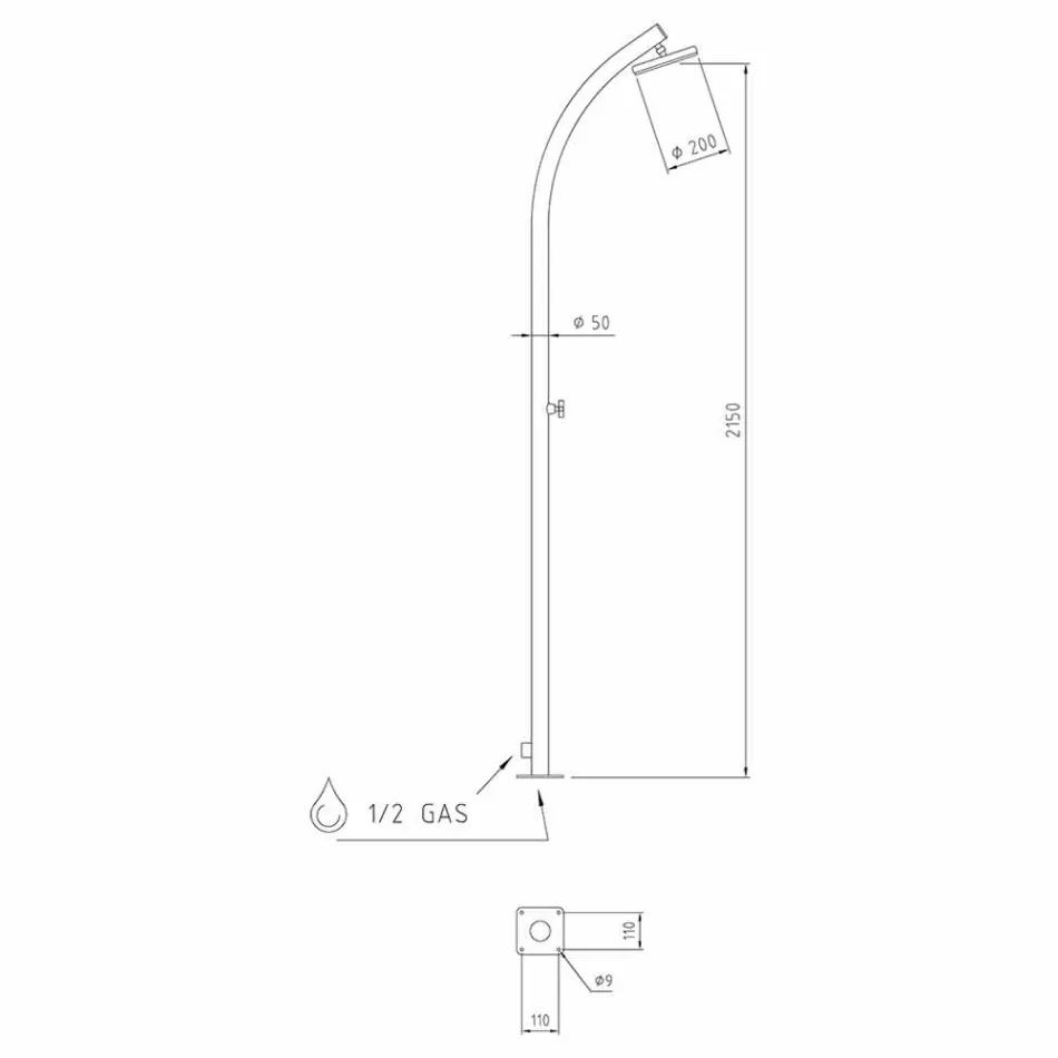 Chuveiro ao ar livre com torneira de parafuso de aço inoxidável fabricado na Itália - Yuki Viadurini