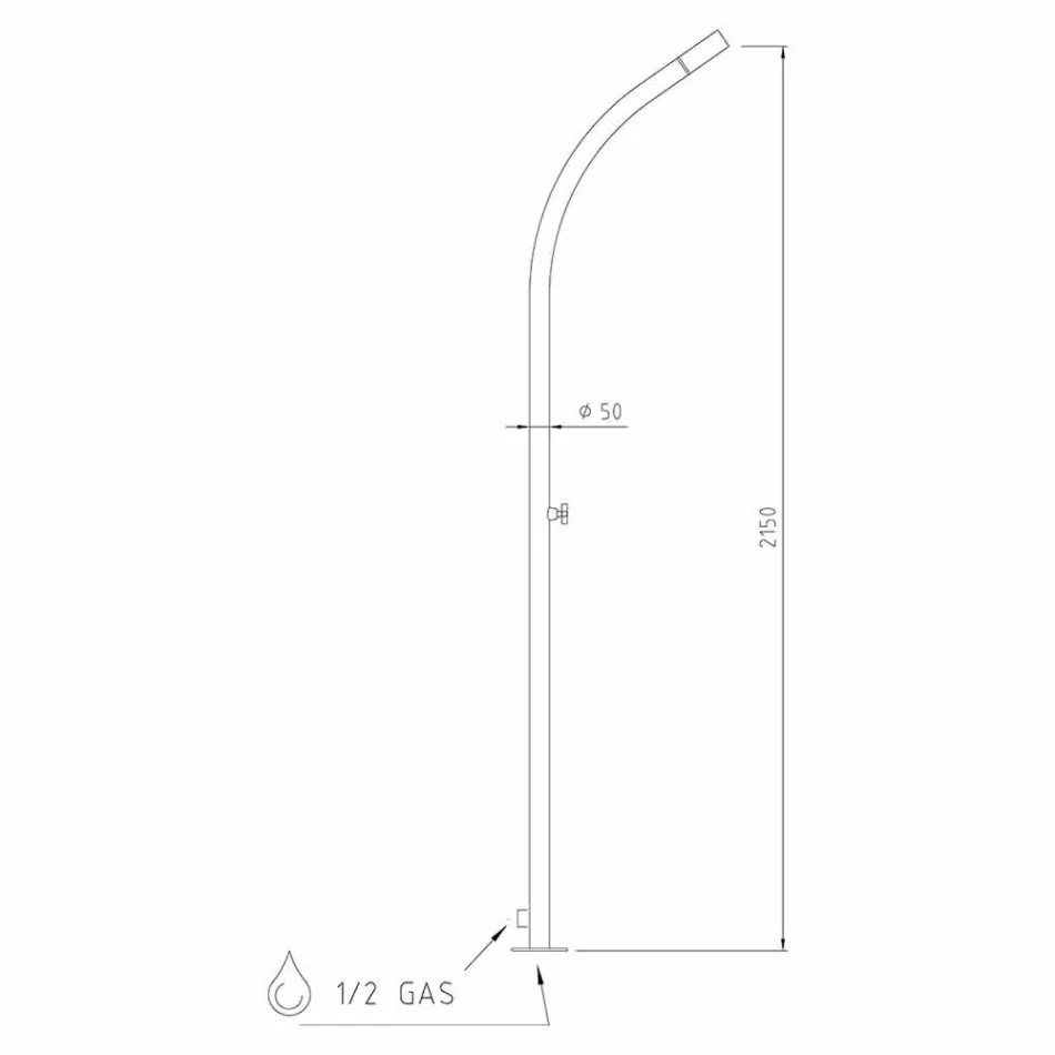 Chuveiro de jardim com chuveiro embutido de aço inoxidável Made in Italy - Yuki Viadurini