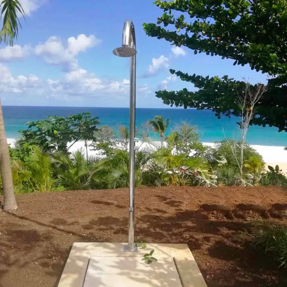 Chuveiro de jardim de aço inoxidável cromado com lava-pés Made in Italy - Marlen Viadurini