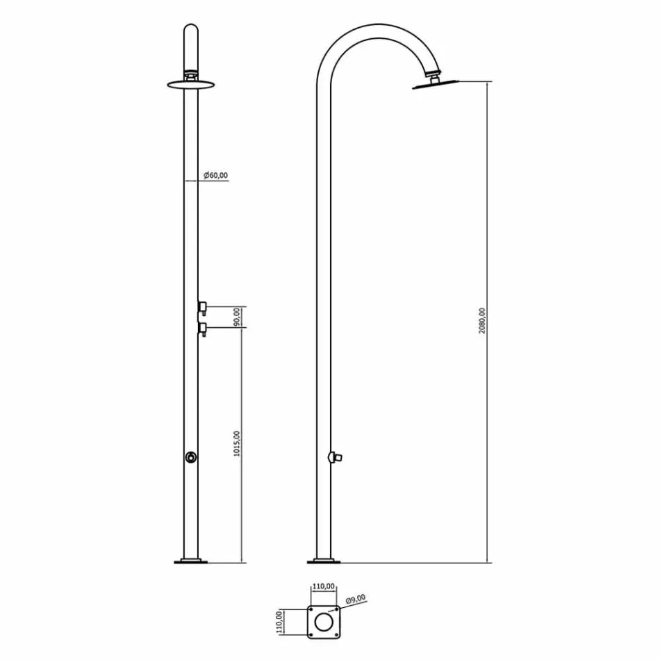 Chuveiro de jardim de aço inoxidável cromado com lava-pés Made in Italy - Marlen Viadurini