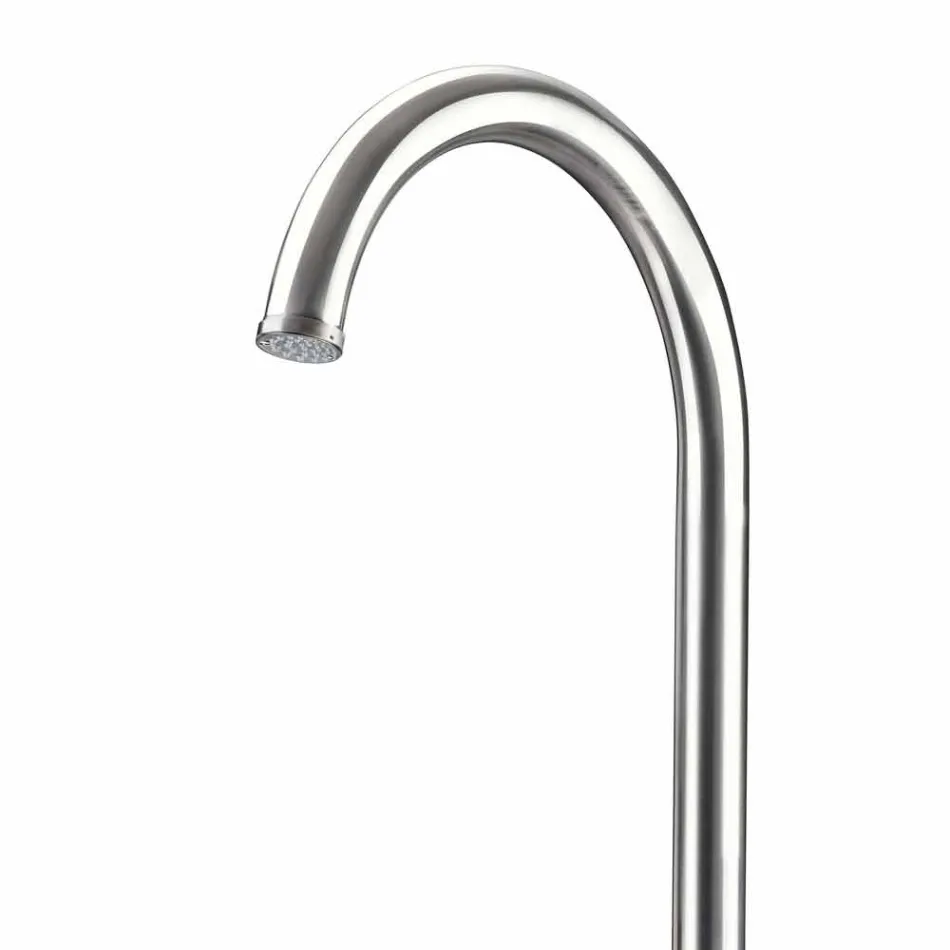 Chuveiro de jardim de aço inoxidável cromado com lava-pés Made in Italy - Marlen Viadurini