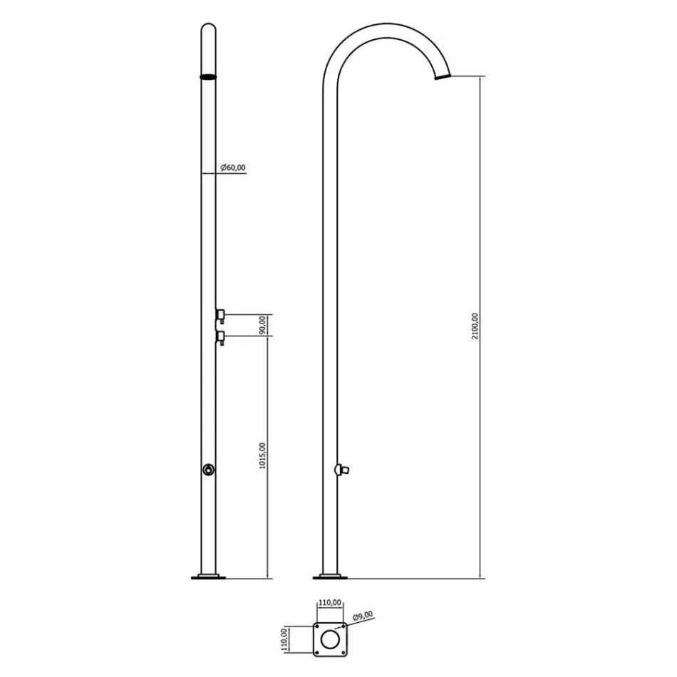 Chuveiro de jardim de aço inoxidável cromado com lava-pés Made in Italy - Marlen Viadurini