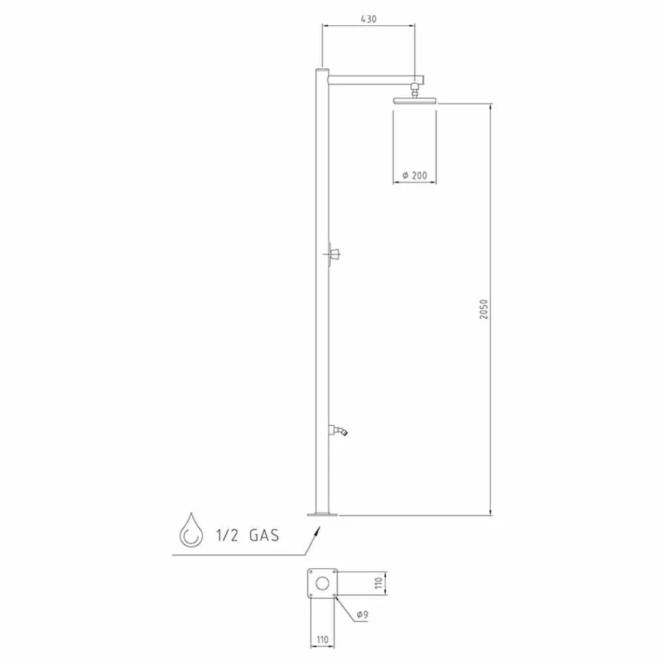 Chuveiro externo de aço inoxidável com torneira cronometrada fabricado na Itália - Modeo Viadurini