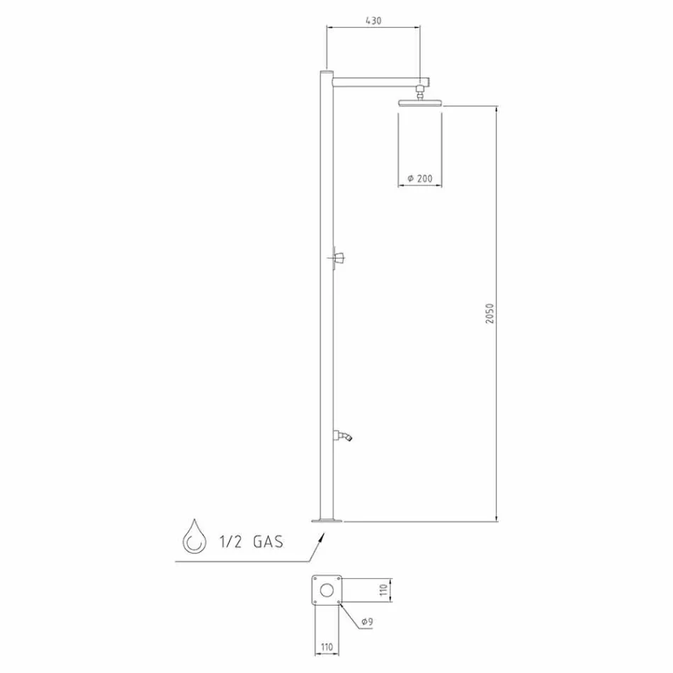 Chuveiro Externo em Aço Inox Cromado com Misturador Fabricado na Itália - Modeo Viadurini