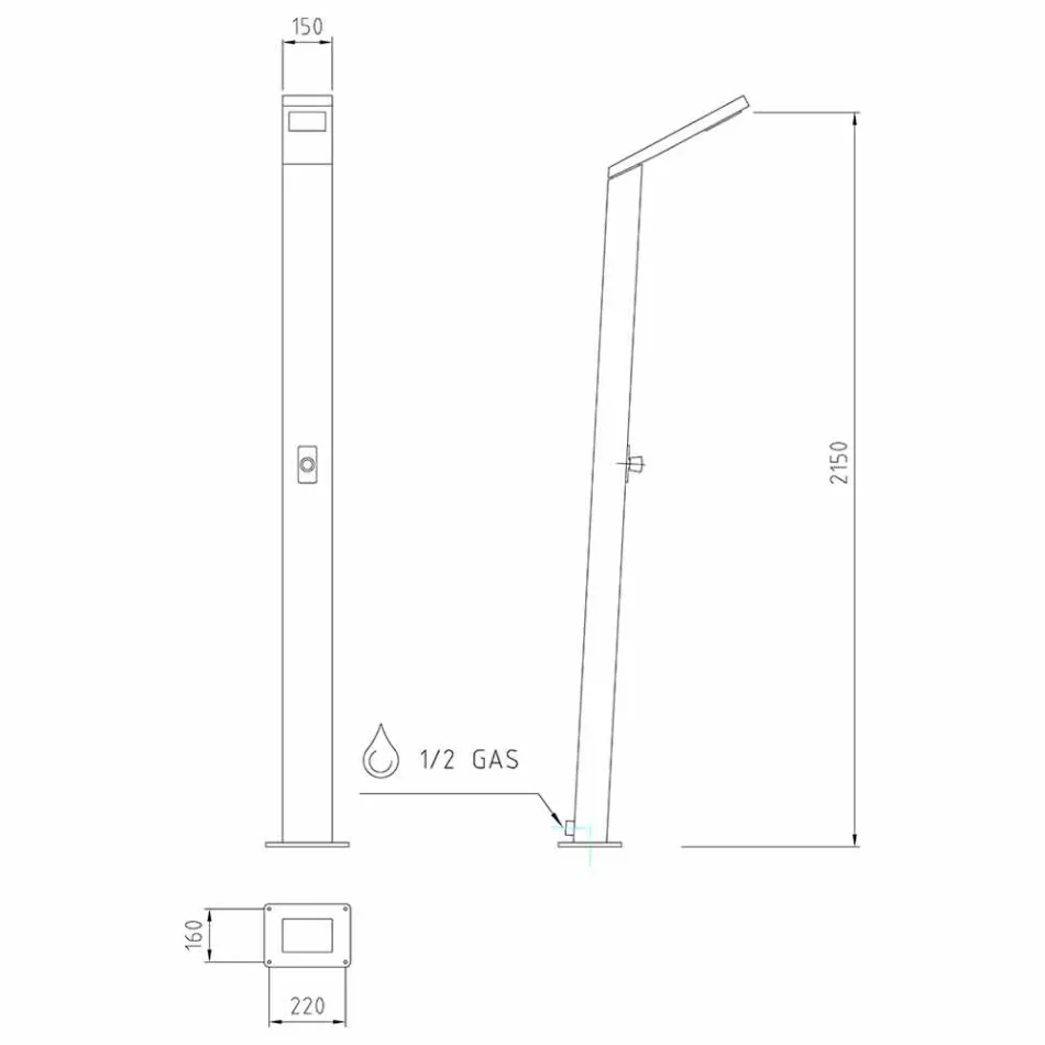 Chuveiro Solar de Jardim em Aço com Jato Cachoeira Fabricado na Itália - Werner Viadurini